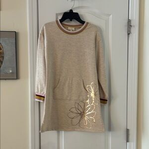 Self Esteem Kids Casual Dress with Gold Floral Design